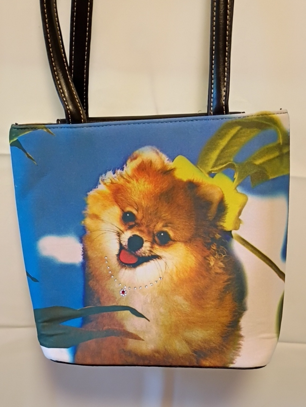 Cute Pomeranian Print Small Tote Bag in Multicolor